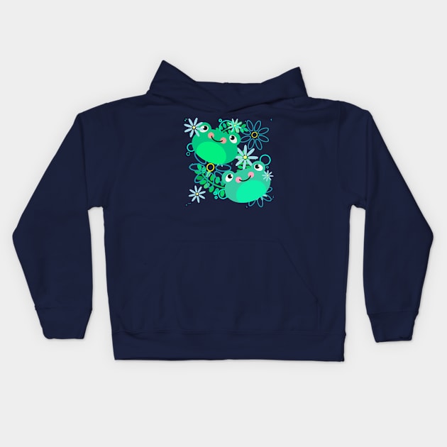 Frog Friends Kids Hoodie by alightedsylph